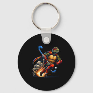 Masked Turtle Field Hockey Hero Action Sprint Keychain