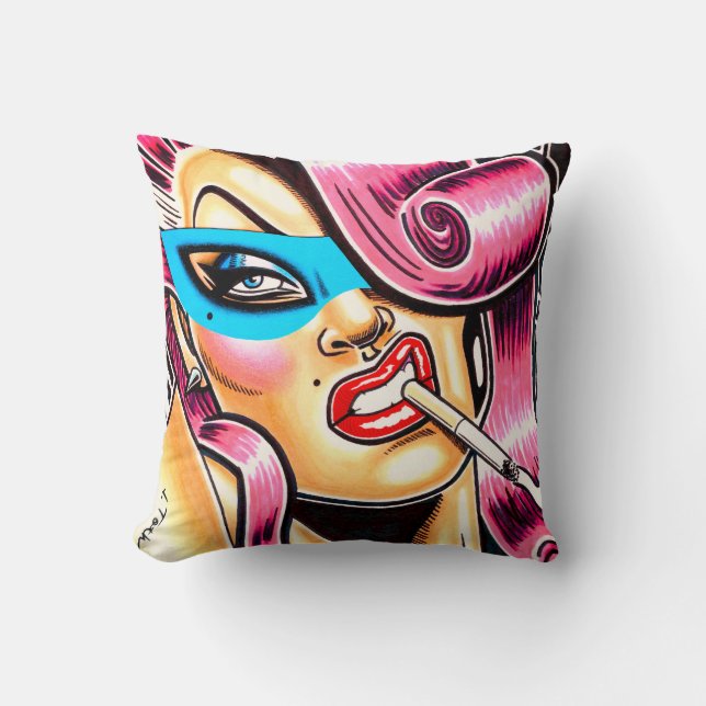 Masked Vixen Throw Pillow (Front)