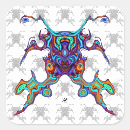 Masked warrior crab alien insectoid v2 square sticker