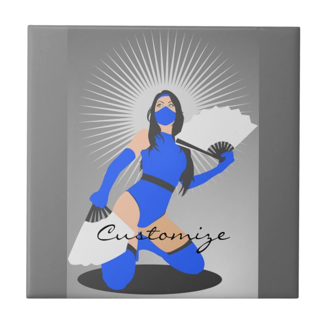Masked Warrior Princess Thunder_Cove Ceramic Tile (Front)