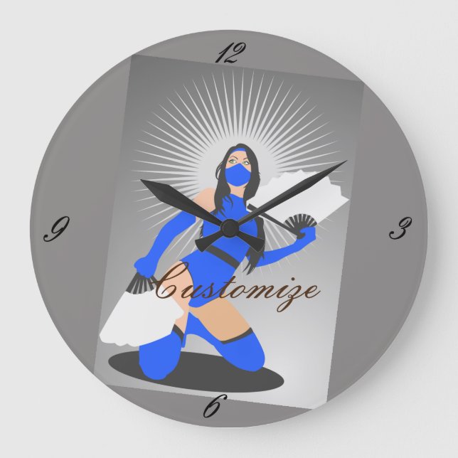 Masked Warrior Princess Thunder_Cove Large Clock (Front)