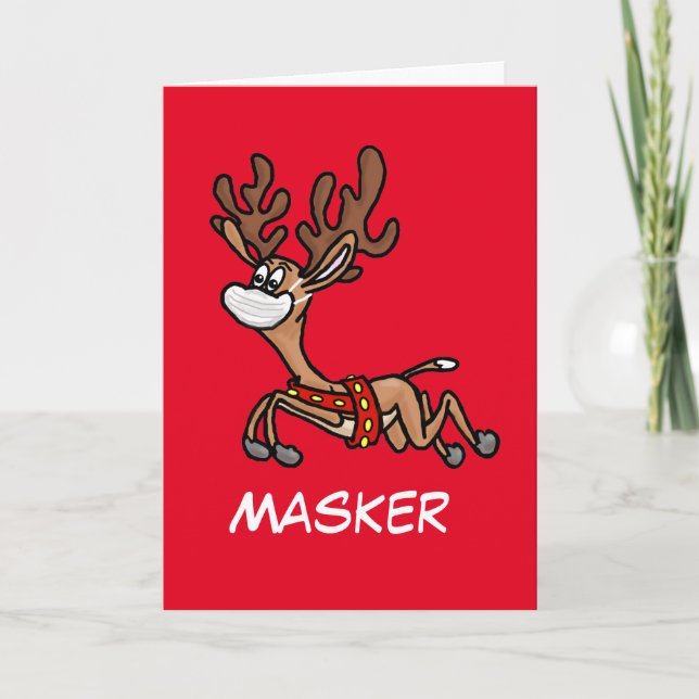 Masker, Santa's Newest COVID-19 Reindeer Card (Front)