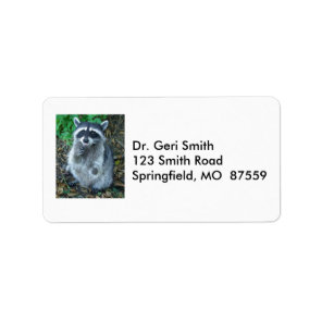 Masket Bandit Raccoon Stands on Hind Feet Label