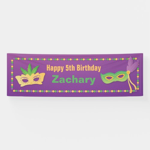 Masks and Beads Mardi Gras Birthday Party Banner