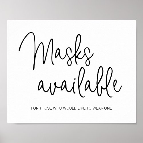Masks Available For Guests Wedding Poster