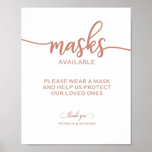 Masks Available Simple Calligraphy Rose Gold Sign