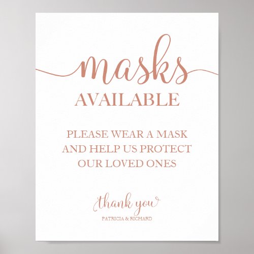 Masks Available Simple Calligraphy Wedding Sign