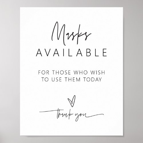 Masks Available Wedding Sign Reception Poster G400