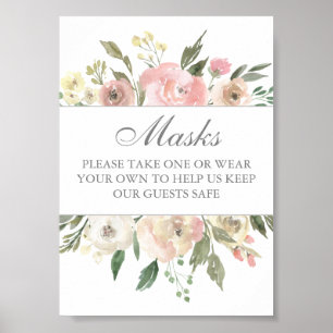 Masks Covid Safety Elegant Floral Wedding Poster