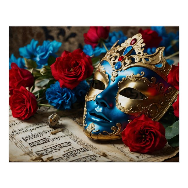 Masks & Melody - Baroque elegance in blue and Poster (Front)