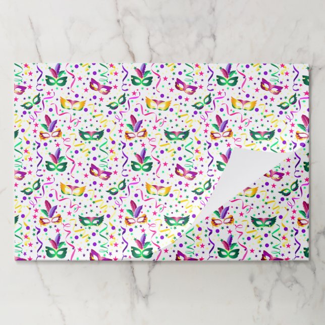 Masks Paper Placemats, Masquerade Table Mats (Folded)