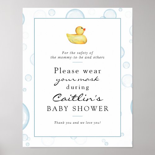 Masks Required Baby Rubber Duck Shower Sign