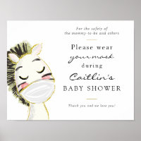 Masks Required Baby Zebra Shower Sign