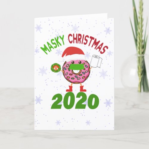 Masky Christmas Donut Santa Quarantine Christmas Holiday Card