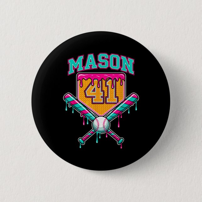 Mason 41 Meme Ice Cream Drip Bysebyll Birthday Cos Button (Front)