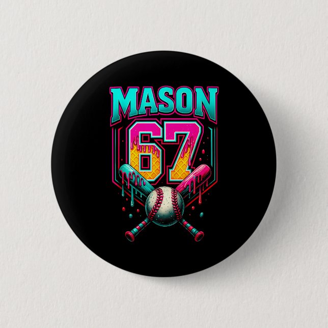 Mason 67 Funny Ice Cream Drip Baseball Ice Cream D Button (Front)