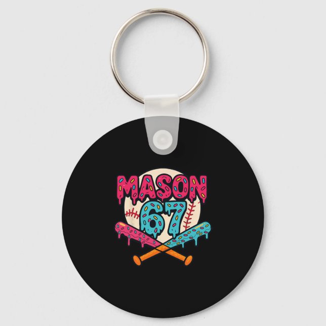 Mason 67 Funny Ice Cream Drip Sell Meme Graphic  Keychain (Front)