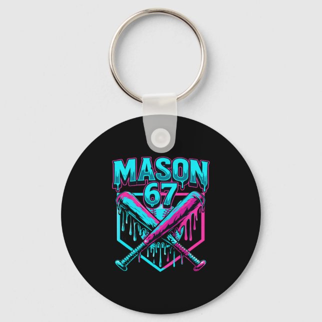 Mason 67 Funny Ice Cream Drip Sell Meme Graphics  Keychain (Front)