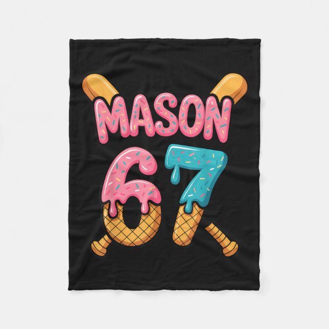 Mason 67 Ice Cream Drip Baseball  Fleece Blanket (Front)