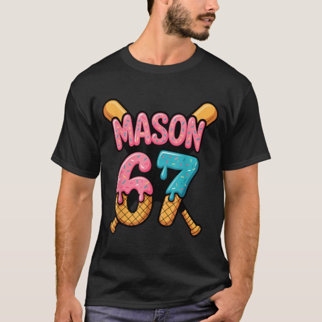Mason 67 Ice Cream Drip Baseball  T-Shirt (Front)