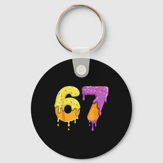 Mason 67 Ice Cream Drip Meme Six Seven Funny  Keychain (Front)