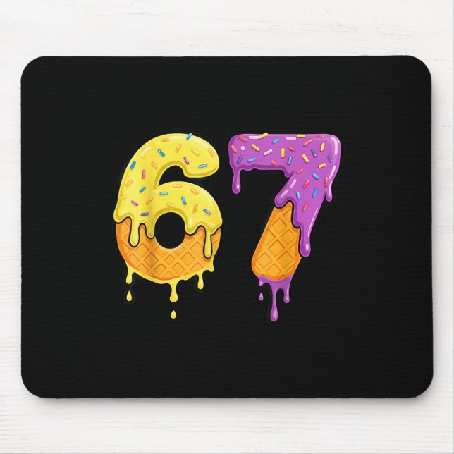 Mason 67 Ice Cream Drip Meme Six Seven Funny  Mouse Pad (Front)