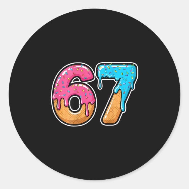 Mason 67 Ice Cream Drip Meme Six Seven Funny (on C Classic Round Sticker (Front)