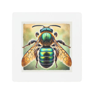 Mason Bee in Natural Harmony 061124IREF231 - Water Metal Print