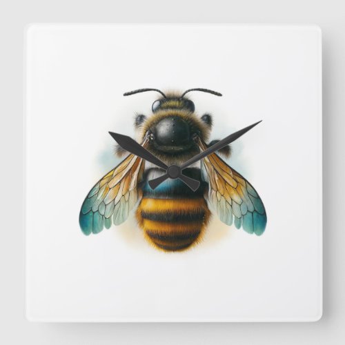 Mason Bee IREF1304 _ Watercolor Square Wall Clock