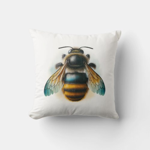 Mason Bee IREF1304 _ Watercolor Throw Pillow