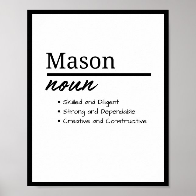 Mason, Boy Personalized Name Definition  Poster (Front)