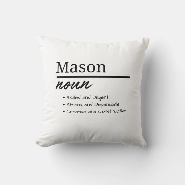 Mason, Boy Personalized Name Definition Throw Pillow (Front)