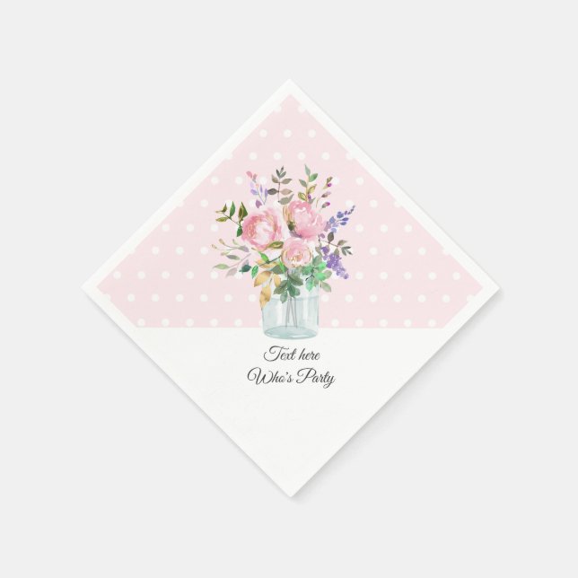 mason jar, adult birthday, wedding, floral napkins (Corner)