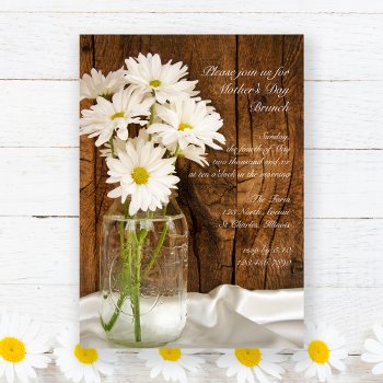 Mason Jar And Daisies Country Mother's Day Brunch Invitation by loraseverson at Zazzle