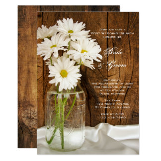 Mason Jar and Daisies Country Post Wedding Brunch Card