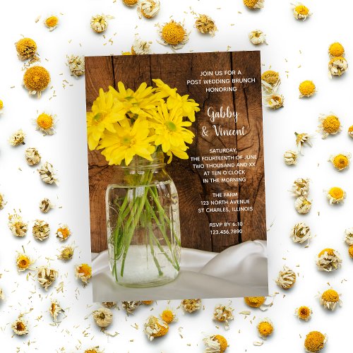 Mason Jar and Daisies Country Post Wedding Brunch Invitation