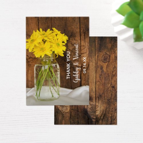 Mason Jar and Daisies Country Wedding Favor Tags Business Cards