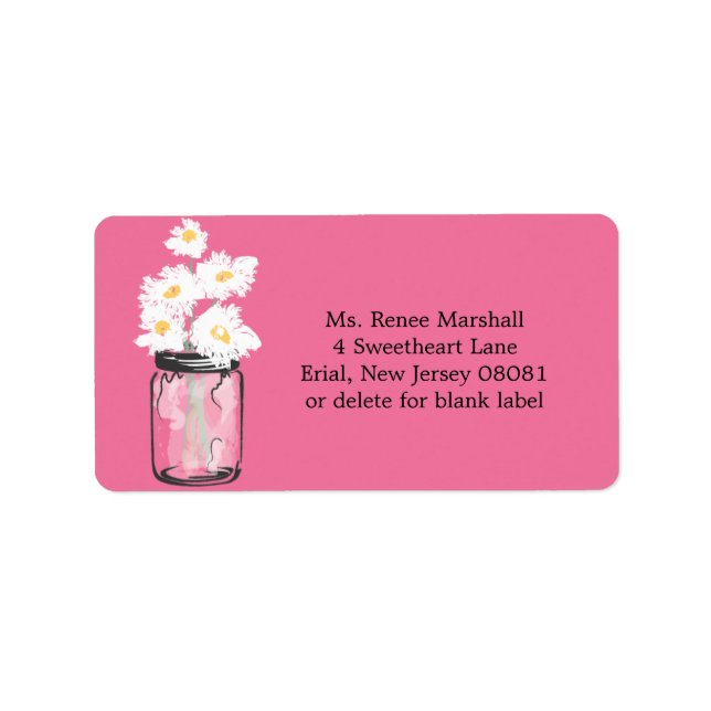 Mason Jar and Daisies Label (Front)