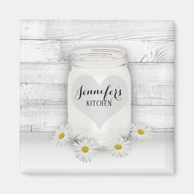 Mason Jar and Daisies Magnet (Front)