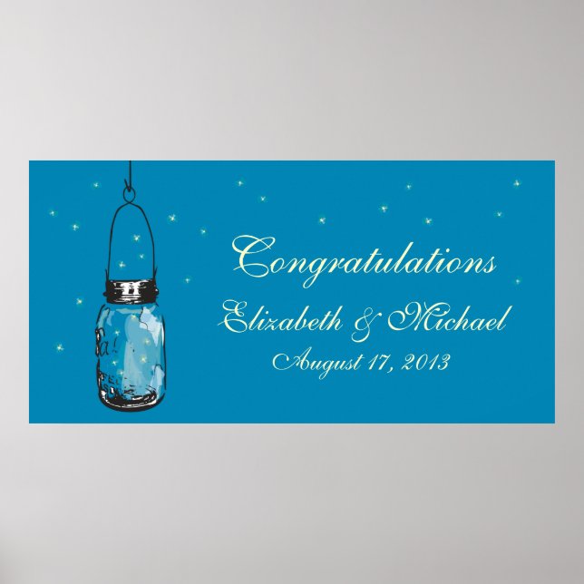 Mason Jar and Fireflies Banner Poster (Front)