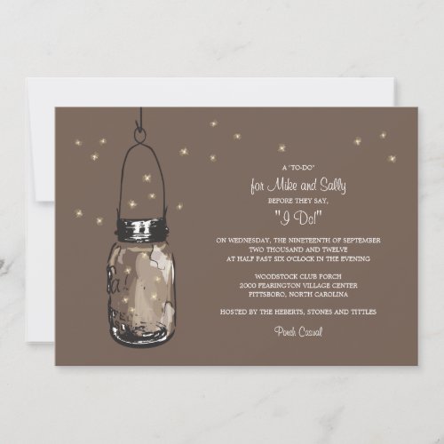 Mason Jar and Fireflies Engagement Party Invitation