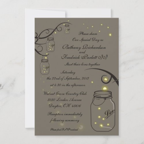 Mason Jar and Fireflies Latte - GORGEOUS! Custom Invite
