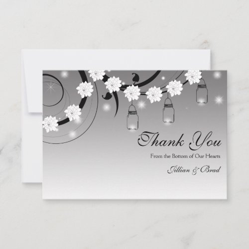 Mason Jar and Fireflies Thank You Card