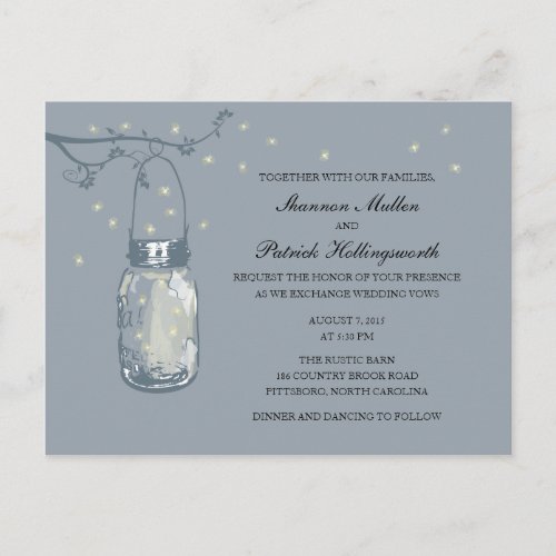 Mason Jar and Fireflies Wedding Invitations