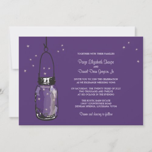 Mason Jar and Fireflies Wedding Invitations