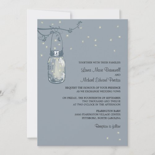 Mason Jar and Fireflies Wedding Invitations