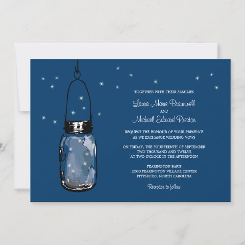 Mason Jar and Fireflies Wedding Invitations