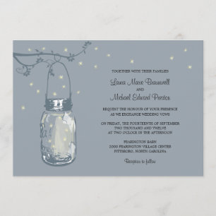 Mason Jar and Fireflies Wedding Invitations