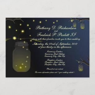 Mason Jar and Firefly Wedding Invitation