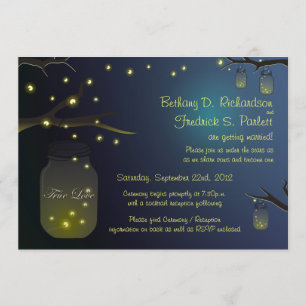 Mason Jar and Firefly Wedding Invitation 5"x7"